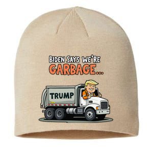 Donald Trump Rides In Garbage Truck Gift Sustainable Beanie