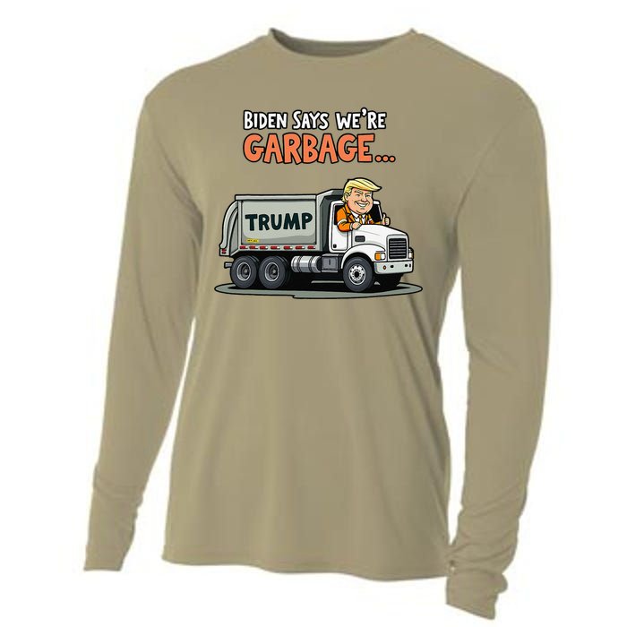 Donald Trump Rides In Garbage Truck Gift Cooling Performance Long Sleeve Crew