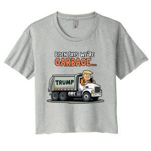 Donald Trump Rides In Garbage Truck Gift Women's Crop Top Tee