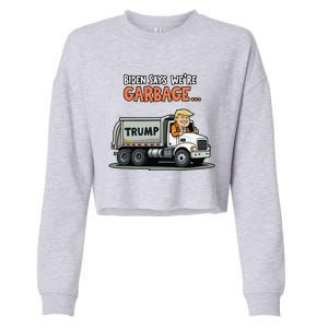 Donald Trump Rides In Garbage Truck Gift Cropped Pullover Crew