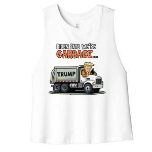 Donald Trump Rides In Garbage Truck Gift Women's Racerback Cropped Tank