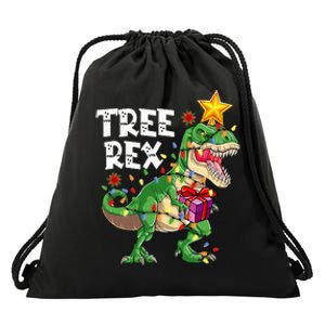 Dinosaur Tree Rex Christmas Pajamas Xmas Funny Gifts Drawstring Bag