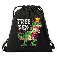 Dinosaur Tree Rex Christmas Pajamas Xmas Funny Gifts Drawstring Bag