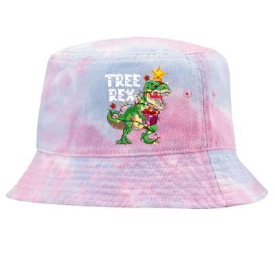 Dinosaur Tree Rex Christmas Pajamas Xmas Funny Gifts Tie-Dyed Bucket Hat