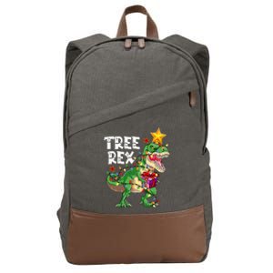 Dinosaur Tree Rex Christmas Pajamas Xmas Funny Gifts Cotton Canvas Backpack