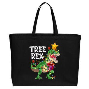 Dinosaur Tree Rex Christmas Pajamas Xmas Funny Gifts Cotton Canvas Jumbo Tote