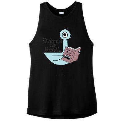 Driven To Read Pigeon Library Reading Books Readers Ladies PosiCharge Tri-Blend Wicking Tank