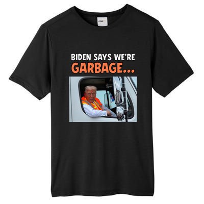 Donald Trump Rides In Garbage Truck Tall Fusion ChromaSoft Performance T-Shirt