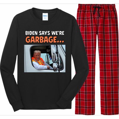 Donald Trump Rides In Garbage Truck Long Sleeve Pajama Set