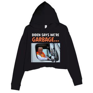 Donald Trump Rides In Garbage Truck Crop Fleece Hoodie