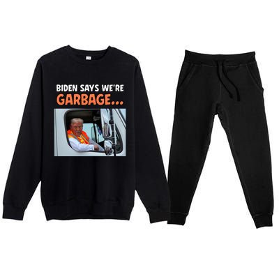 Donald Trump Rides In Garbage Truck Premium Crewneck Sweatsuit Set