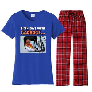 Donald Trump Rides In Garbage Truck Women's Flannel Pajama Set