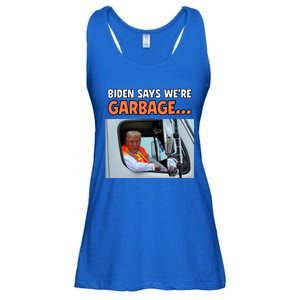 Donald Trump Rides In Garbage Truck Ladies Essential Flowy Tank