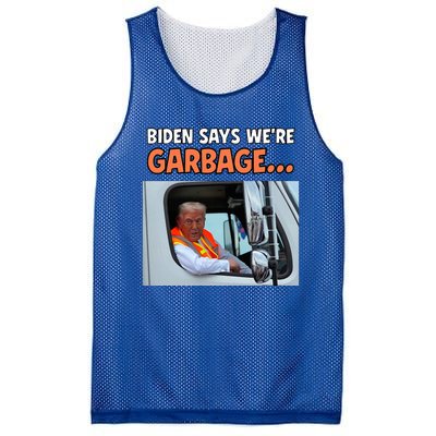 Donald Trump Rides In Garbage Truck Mesh Reversible Basketball Jersey Tank