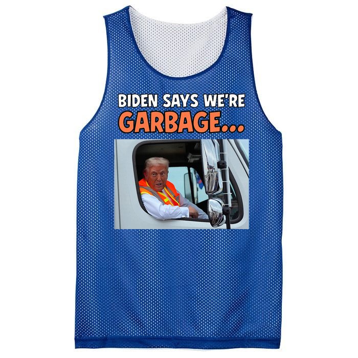 Donald Trump Rides In Garbage Truck Mesh Reversible Basketball Jersey Tank