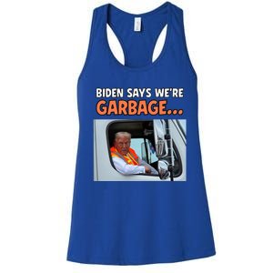 Donald Trump Rides In Garbage Truck Women's Racerback Tank