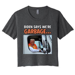 Donald Trump Rides In Garbage Truck Women's Crop Top Tee