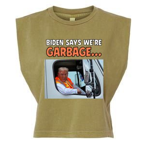 Donald Trump Rides In Garbage Truck Garment-Dyed Women's Muscle Tee