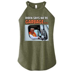 Donald Trump Rides In Garbage Truck Women's Perfect Tri Rocker Tank