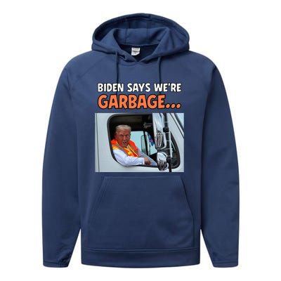 Donald Trump Rides In Garbage Truck Performance Fleece Hoodie