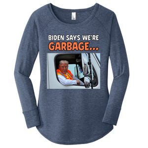 Donald Trump Rides In Garbage Truck Women's Perfect Tri Tunic Long Sleeve Shirt