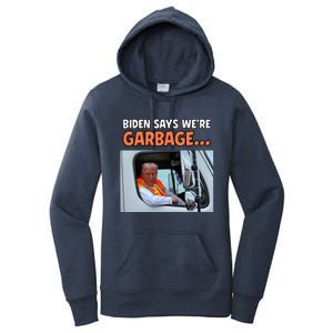 Donald Trump Rides In Garbage Truck Women's Pullover Hoodie