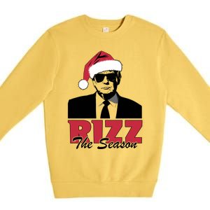 Donald Trump Rizz The Season Funny Christmas Santa Hat Gift Premium Crewneck Sweatshirt