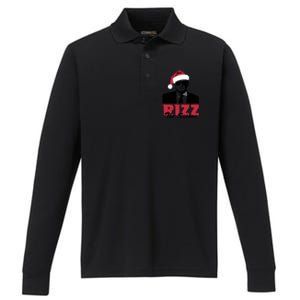 Donald Trump Rizz The Season Funny Christmas Santa Hat Gift Performance Long Sleeve Polo