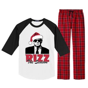 Donald Trump Rizz The Season Funny Christmas Santa Hat Gift Raglan Sleeve Pajama Set