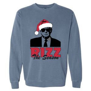 Donald Trump Rizz The Season Funny Christmas Santa Hat Gift Garment-Dyed Sweatshirt