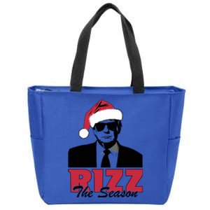 Donald Trump Rizz The Season Funny Christmas Santa Hat Gift Zip Tote Bag