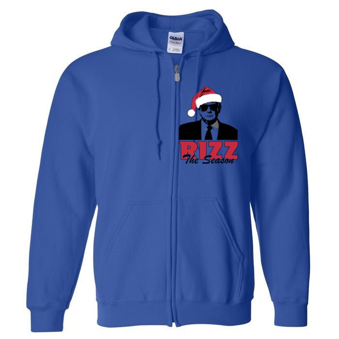 Donald Trump Rizz The Season Funny Christmas Santa Hat Gift Full Zip Hoodie