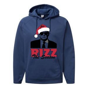 Donald Trump Rizz The Season Funny Christmas Santa Hat Gift Performance Fleece Hoodie