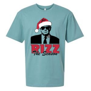 Donald Trump Rizz The Season Funny Christmas Santa Hat Gift Sueded Cloud Jersey T-Shirt