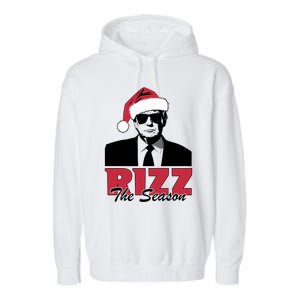 Donald Trump Rizz The Season Funny Christmas Santa Hat Gift Garment-Dyed Fleece Hoodie