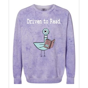 Driven To Read Pigeon Library Book Lover Colorblast Crewneck Sweatshirt