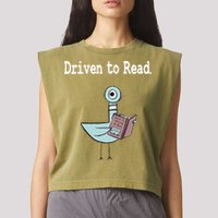Driven To Read Pigeon Library Book Lover Garment-Dyed Women's Muscle Tee
