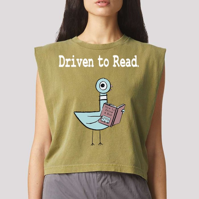 Driven To Read Pigeon Library Book Lover Garment-Dyed Women's Muscle Tee