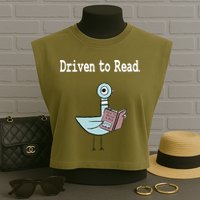 Driven To Read Pigeon Library Book Lover Garment-Dyed Women's Muscle Tee