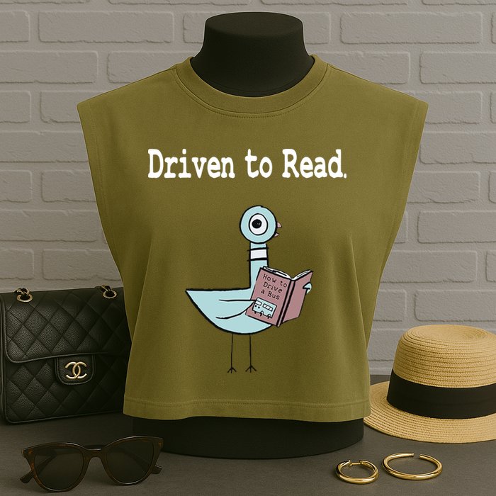 Driven To Read Pigeon Library Book Lover Garment-Dyed Women's Muscle Tee
