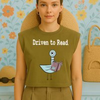 Driven To Read Pigeon Library Book Lover Garment-Dyed Women's Muscle Tee