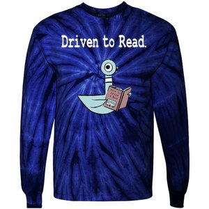 Driven To Read Pigeon Library Book Lover Tie-Dye Long Sleeve Shirt