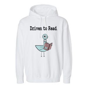 Driven To Read Pigeon Library Book Lover Garment-Dyed Fleece Hoodie