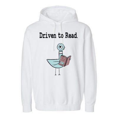 Driven To Read Pigeon Library Book Lover Garment-Dyed Fleece Hoodie