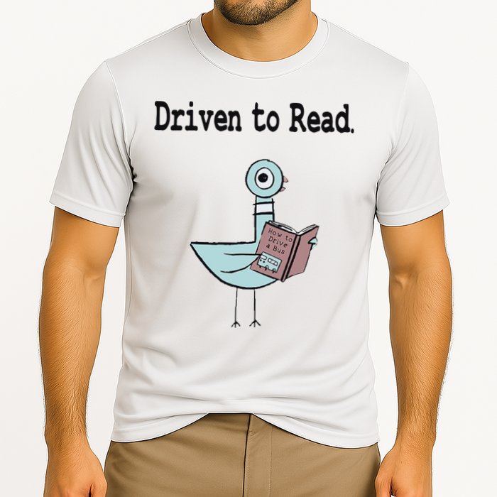 Driven To Read Pigeon Library Book Lover Performance Shirt