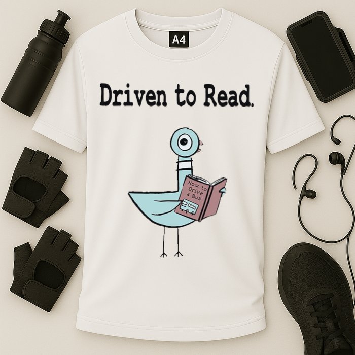 Driven To Read Pigeon Library Book Lover Performance Shirt
