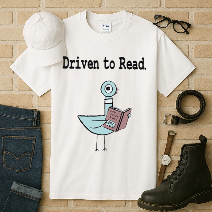 Driven To Read Pigeon Library Book Lover Tall T-Shirt