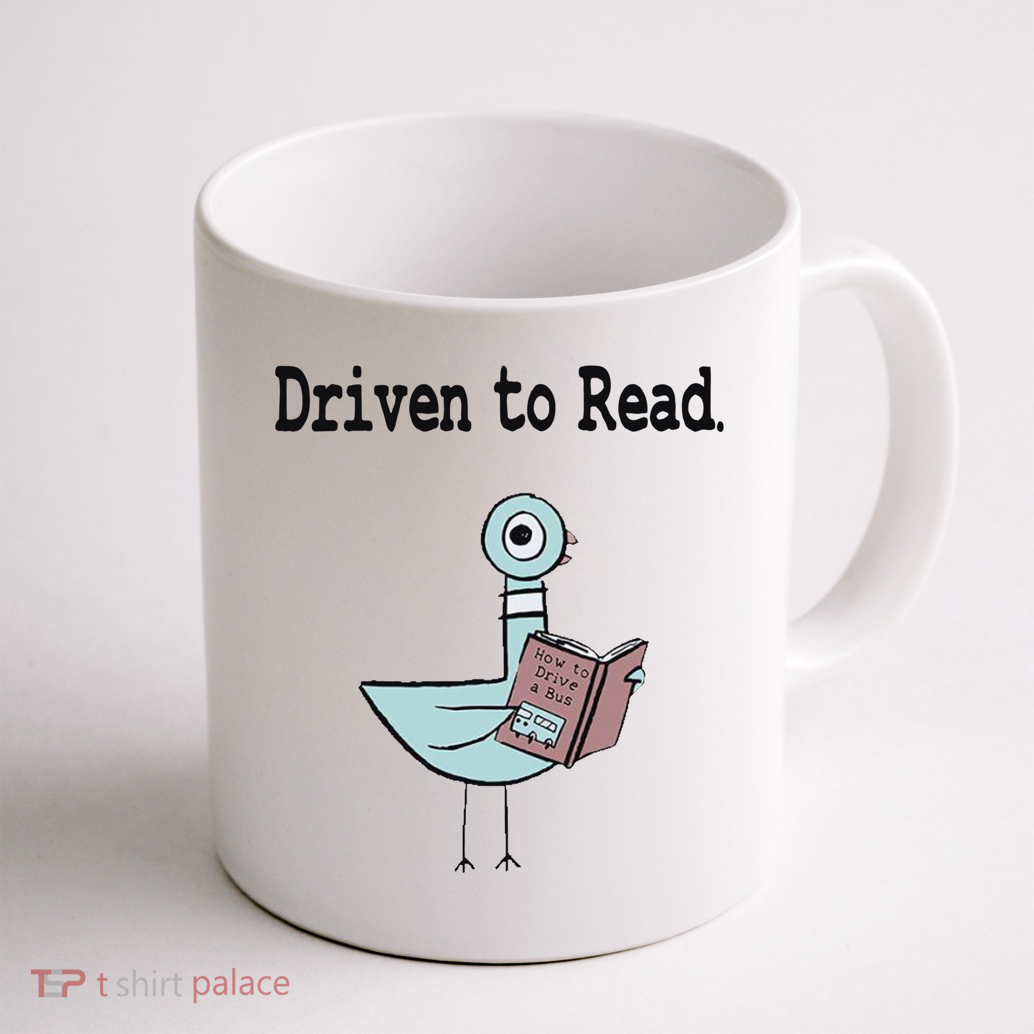Driven To Read Pigeon Library Book Lover Mug