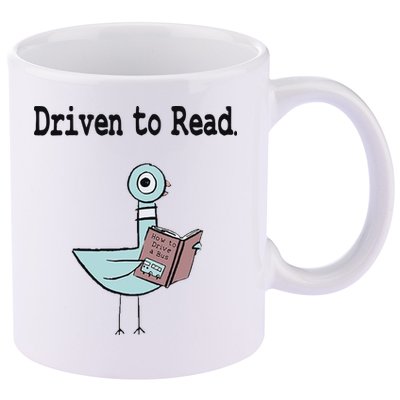 Driven To Read Pigeon Library Book Lover 11oz C Handle Ceramic Mug