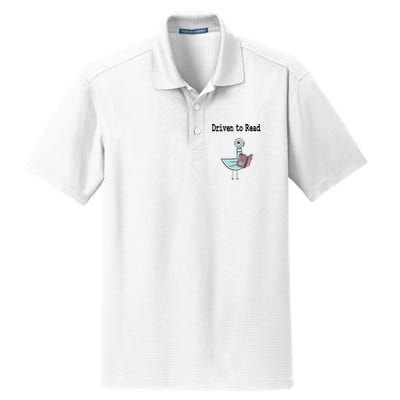 Driven To Read Pigeon Library Book Lover Dry Zone Grid Polo